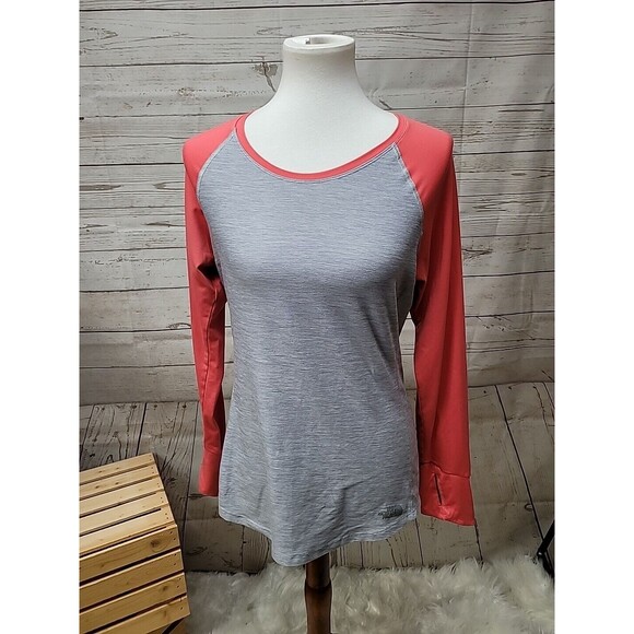 North Face‎ Women's M Gray Pink Long Sleeves Crew Neck Flashdry Stretch Outdoor - Picture 1 of 8